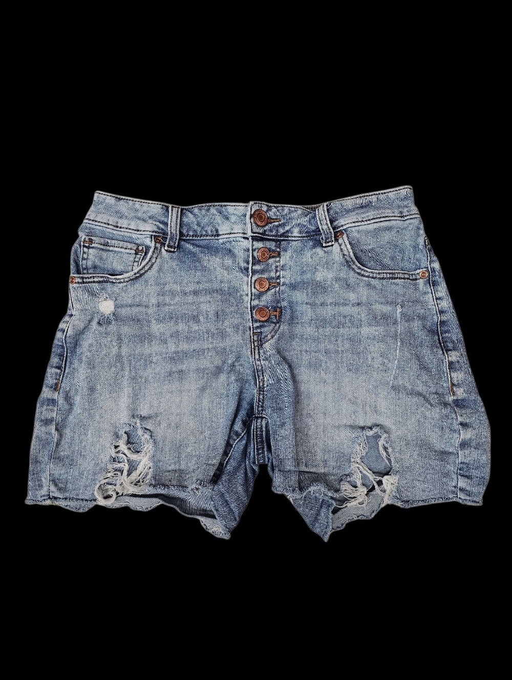 Maurices Light Blue Distressed Button-Fly Jean Shorts